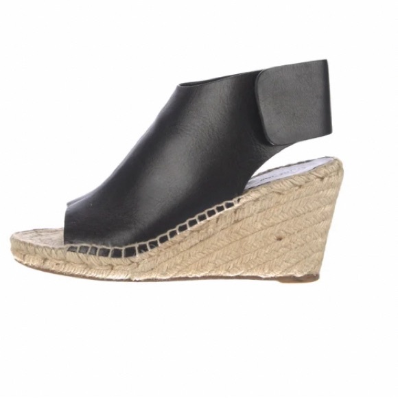 CELINE Black Leather Espadrilles Peep Toe Rope Wedges Size 7 / 37 - Picture 8 of 8